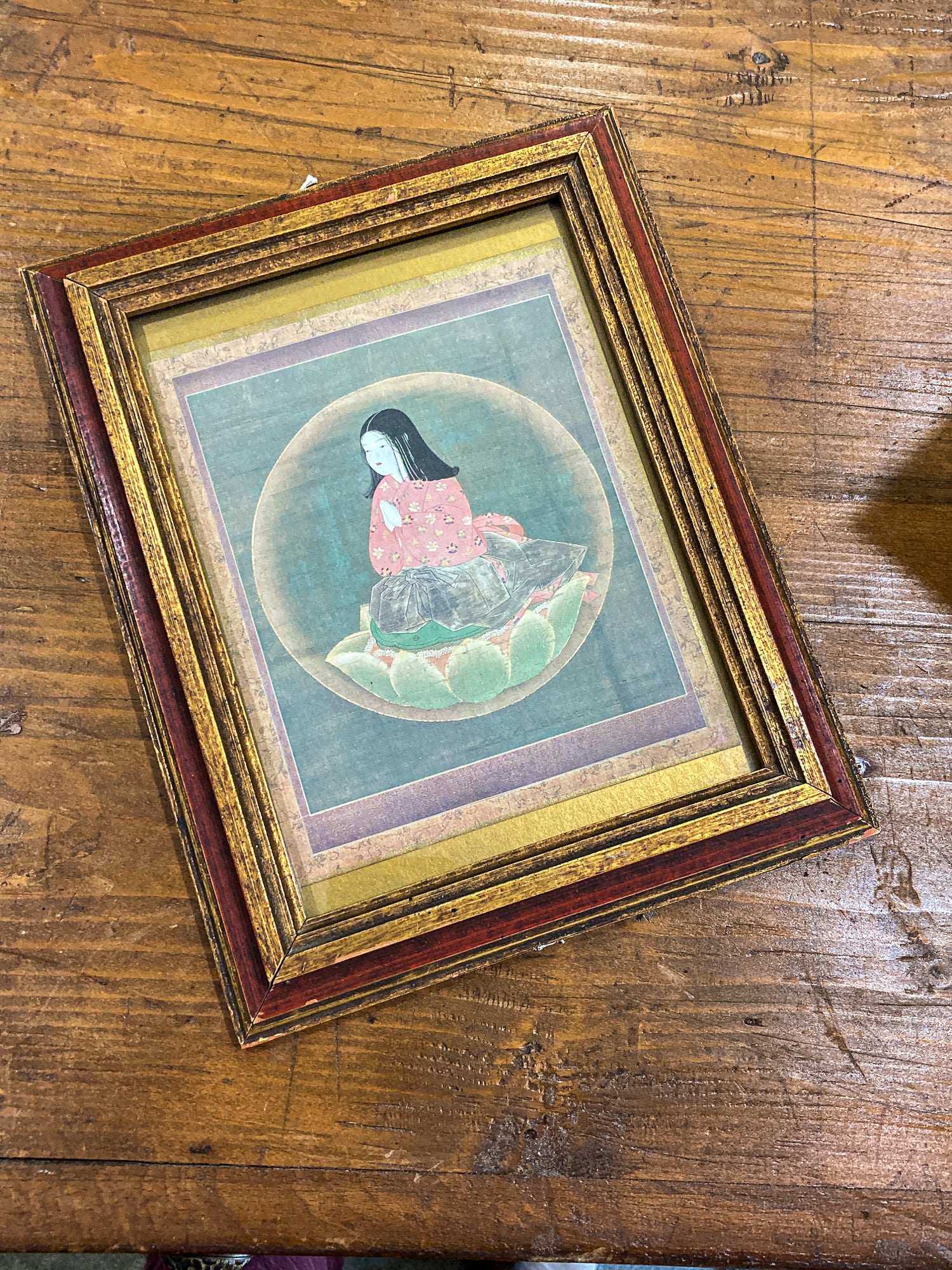 Vintage Reproduction Japanese Art Kobo Daishi (Kukai) Young Boy Framed Print
