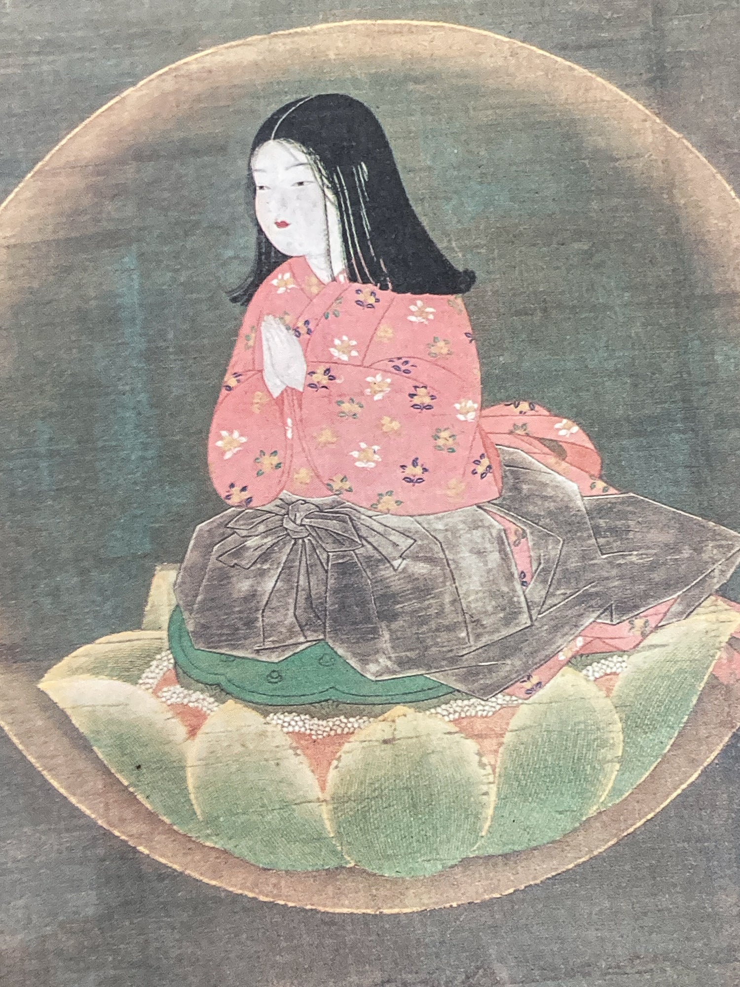 Vintage Reproduction Japanese Art Kobo Daishi (Kukai) Young Boy Framed Print