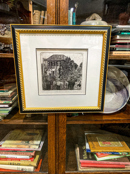 Vintage Roland Richardson Artist Proof New Orleans "The Artists Home" Framed Etching