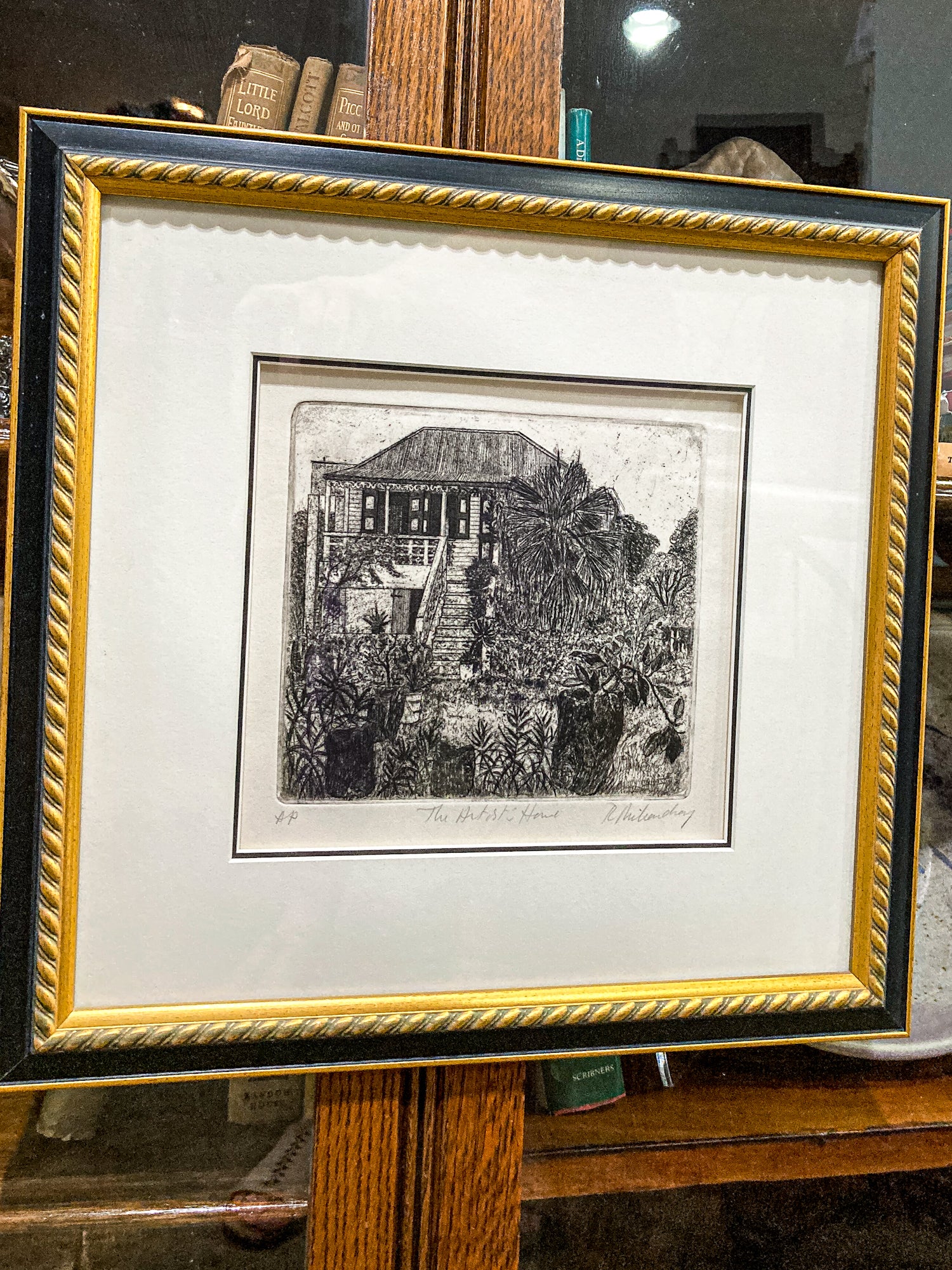 Vintage Roland Richardson Artist Proof New Orleans "The Artists Home" Framed Etching