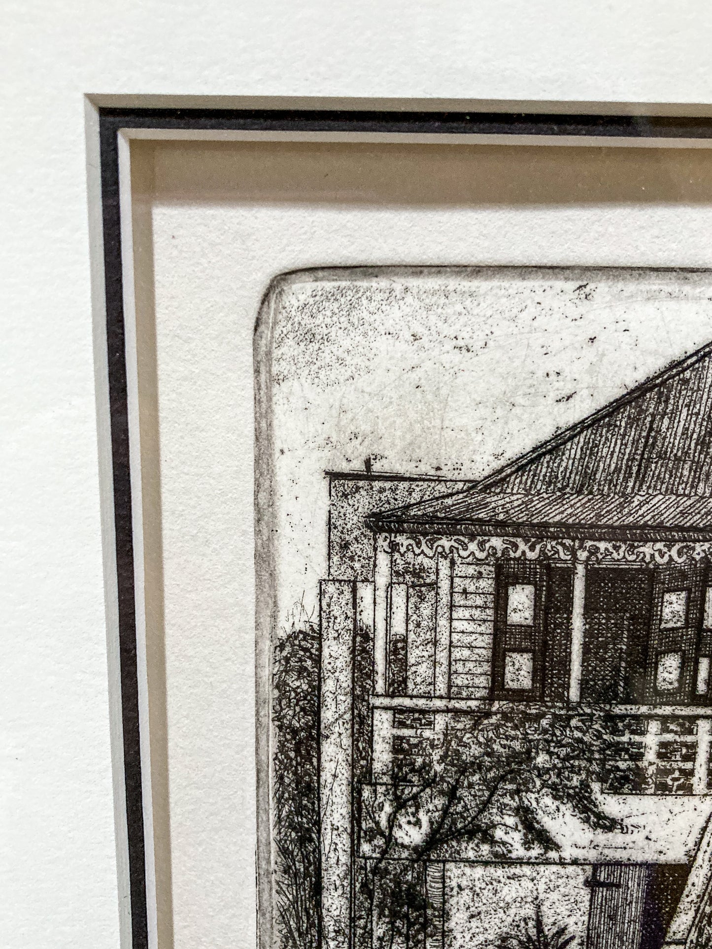 Vintage Roland Richardson Artist Proof New Orleans "The Artists Home" Framed Etching