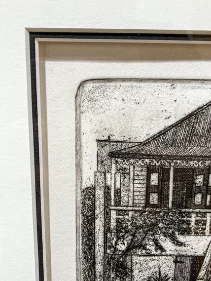 Vintage Roland Richardson Artist Proof New Orleans "The Artists Home" Framed Etching