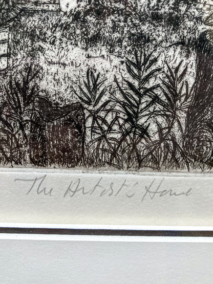 Vintage Roland Richardson Artist Proof New Orleans "The Artists Home" Framed Etching