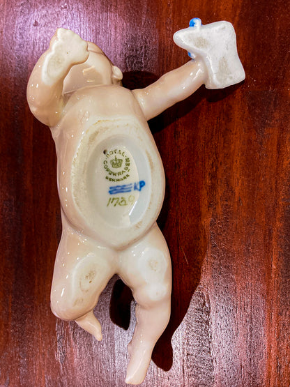 Vintage Royal Copenhagen Porcelain Baby #1739 Tummy Time Figurine