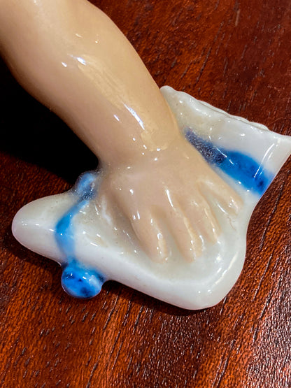 Vintage Royal Copenhagen Porcelain Baby #1739 Tummy Time Figurine