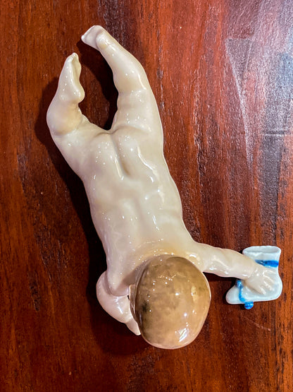Vintage Royal Copenhagen Porcelain Baby #1739 Tummy Time Figurine