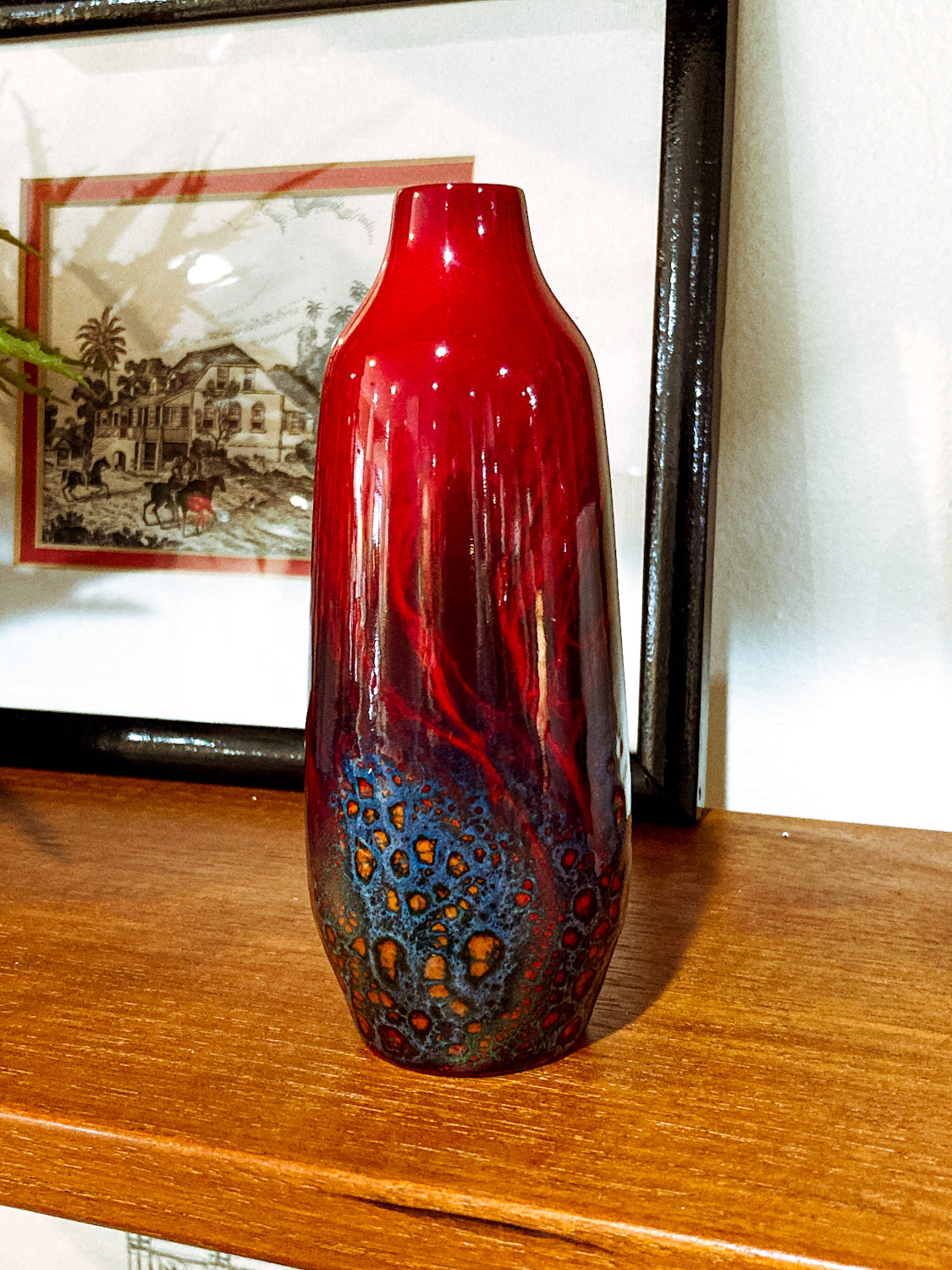 Vintage Royal Doulton Flambe Red Black Glazed 1614 Small Ceramic Vase