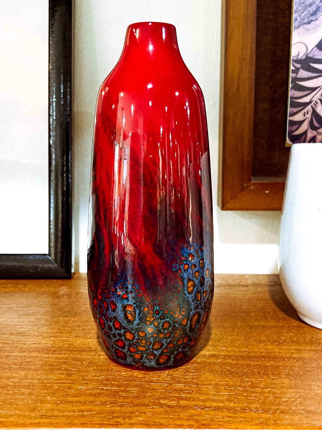 Vintage Royal Doulton Flambe Red Black Glazed 1614 Small Ceramic Vase