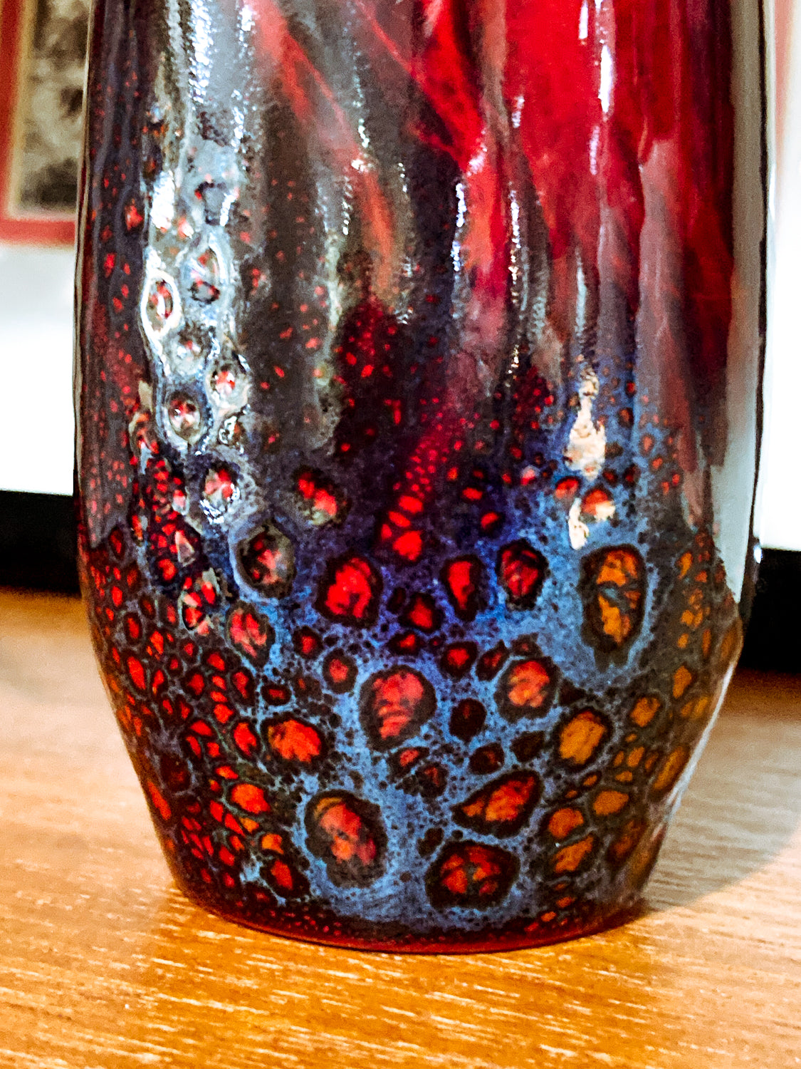 Vintage Royal Doulton Flambe Red Black Glazed 1614 Small Ceramic Vase