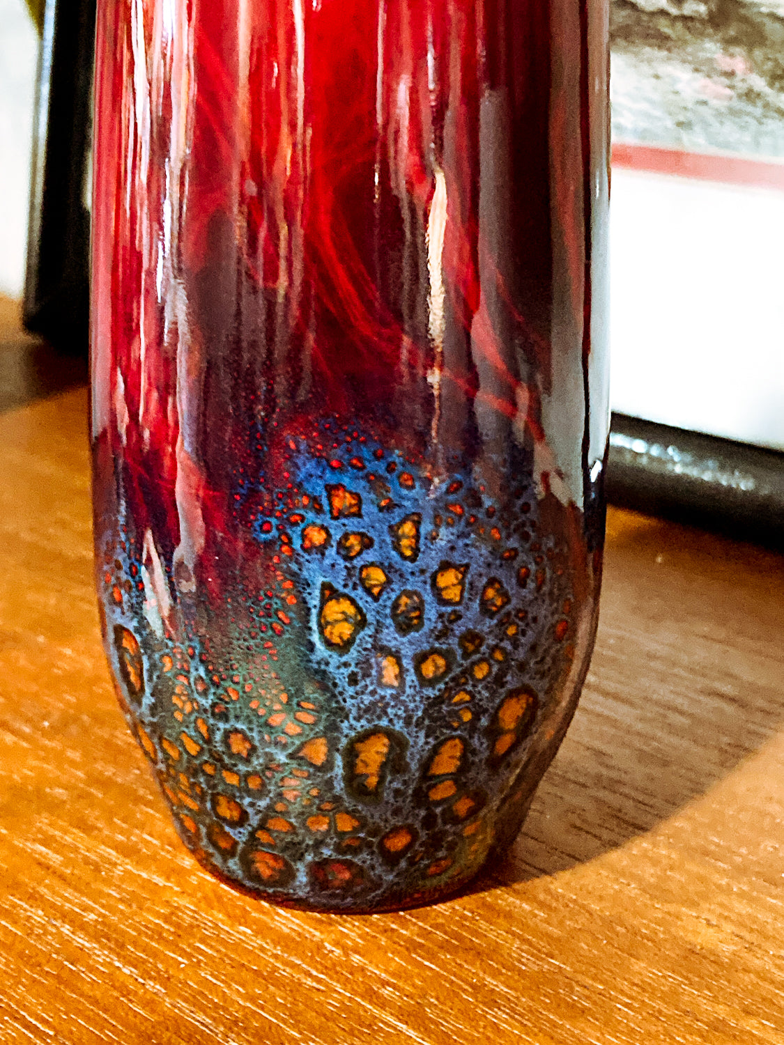 Vintage Royal Doulton Flambe Red Black Glazed 1614 Small Ceramic Vase