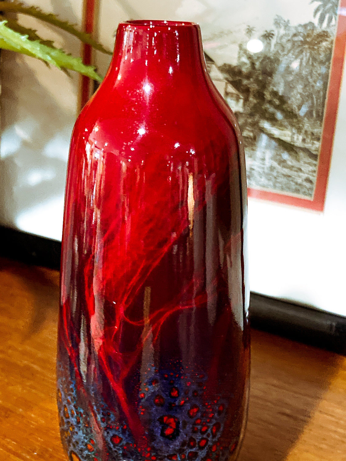 Vintage Royal Doulton Flambe Red Black Glazed 1614 Small Ceramic Vase