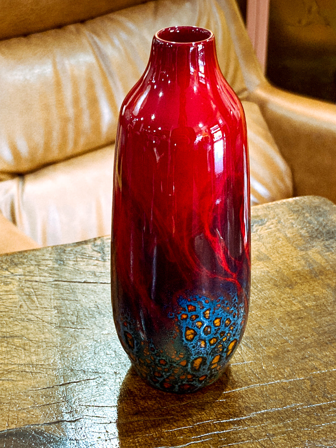 Vintage Royal Doulton Flambe Red Black Glazed 1614 Small Ceramic Vase
