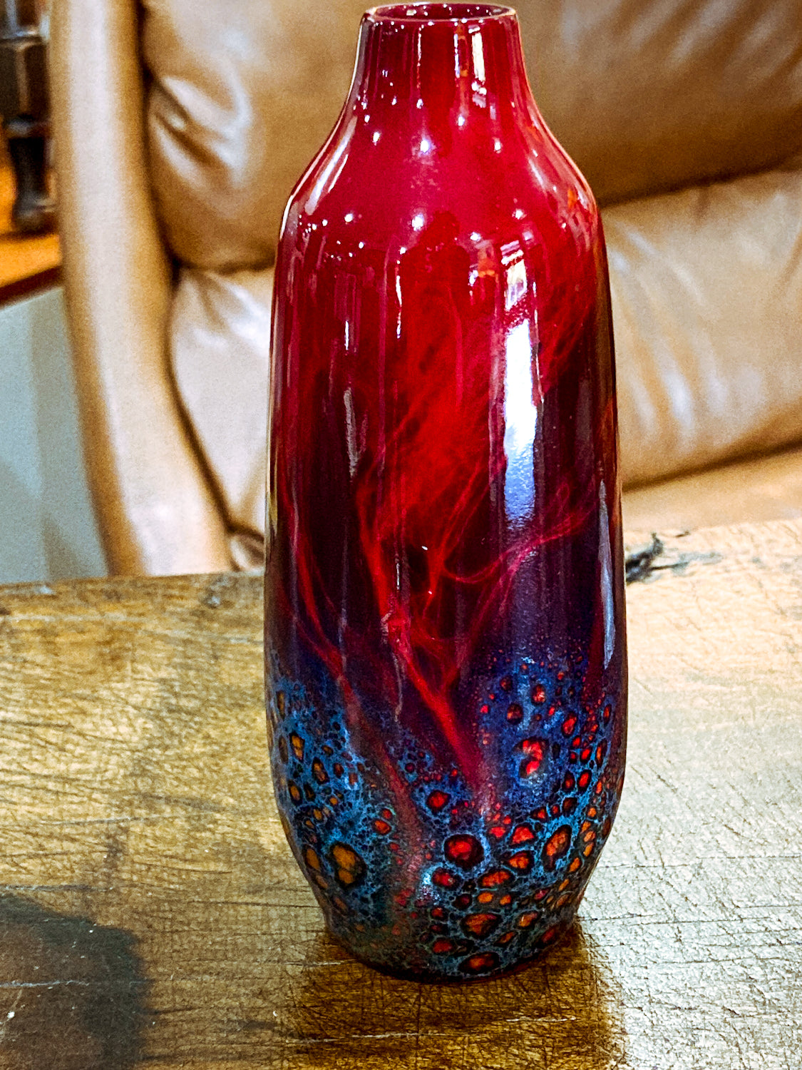 Vintage Royal Doulton Flambe Red Black Glazed 1614 Small Ceramic Vase