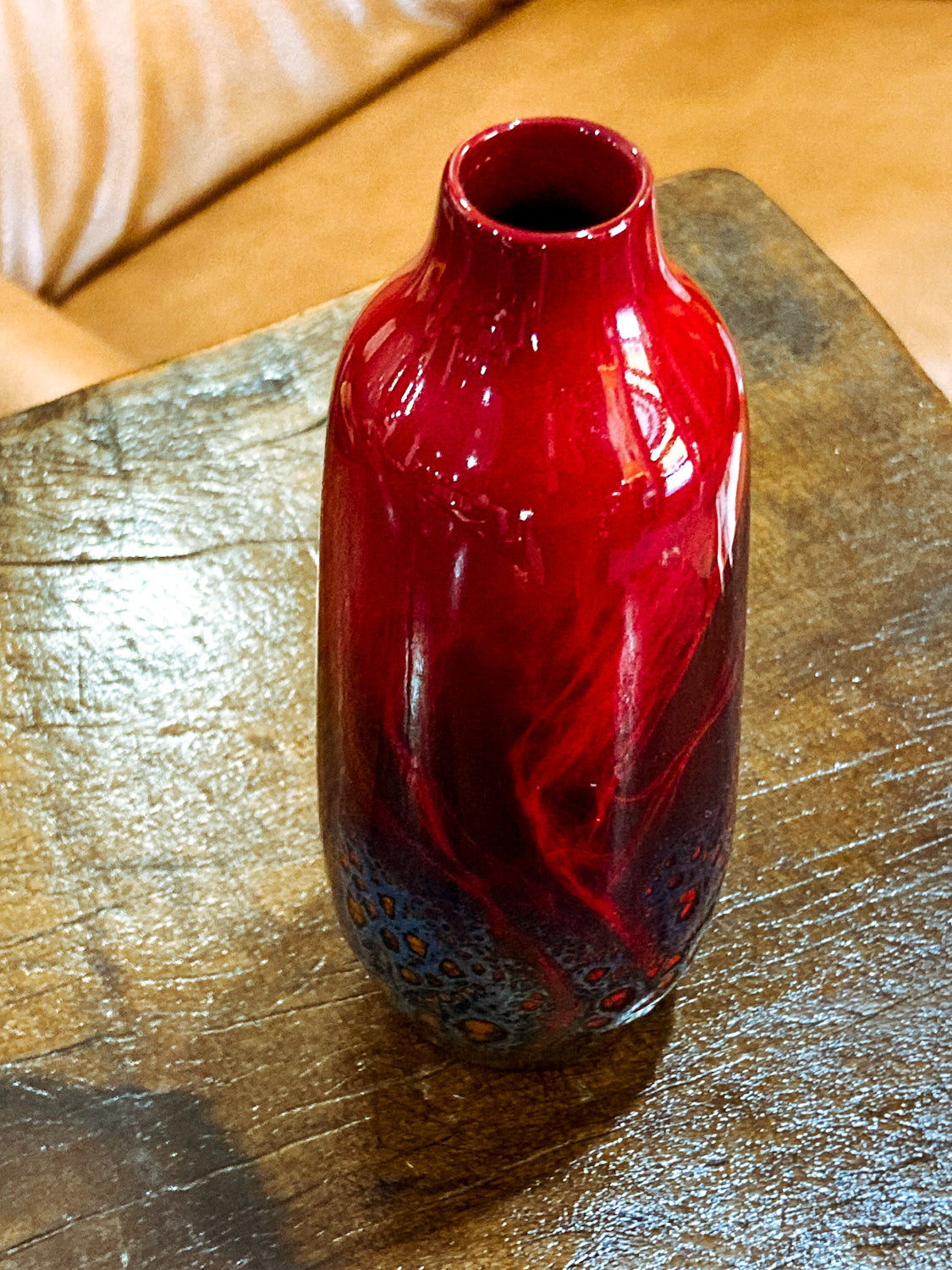 Vintage Royal Doulton Flambe Red Black Glazed 1614 Small Ceramic Vase