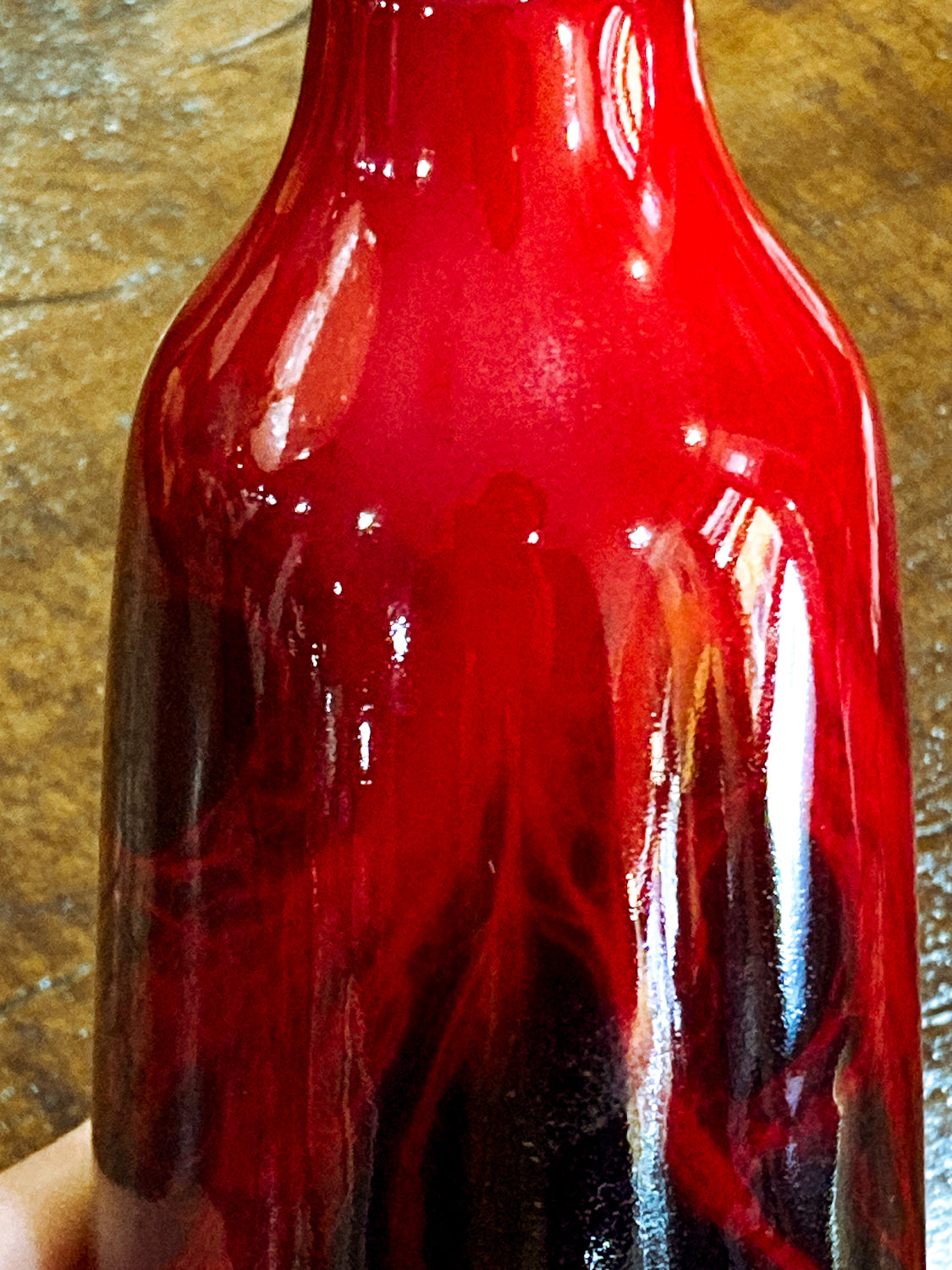 Vintage Royal Doulton Flambe Red Black Glazed 1614 Small Ceramic Vase