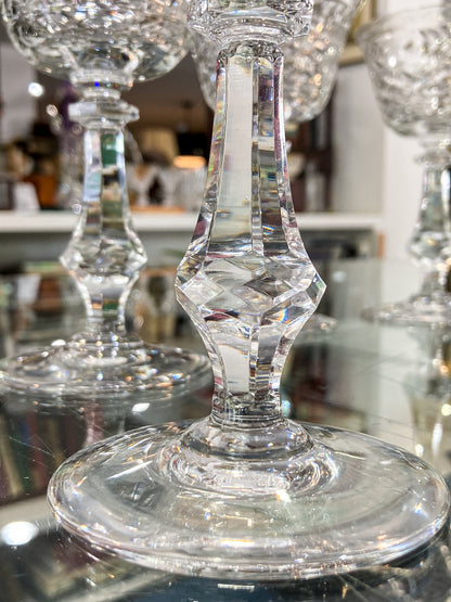 Set of Eight Vintage Engraved Clear Glass Stemmed Cocktail Glasses