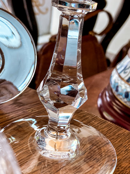 Set of Eight Vintage Engraved Clear Glass Stemmed Cocktail Glasses