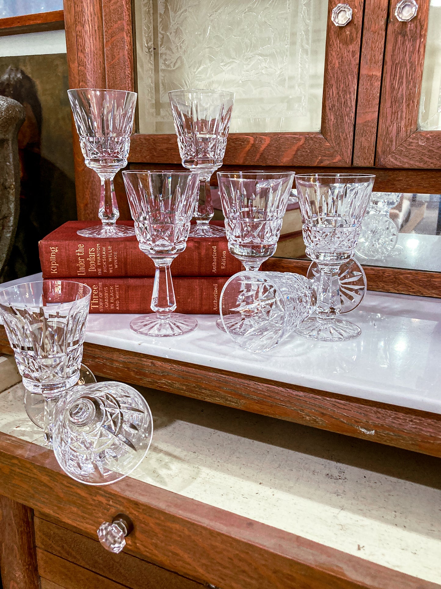 Vintage Set of Eight Waterford Clear Crystal Kylemore Sherry Glasses
