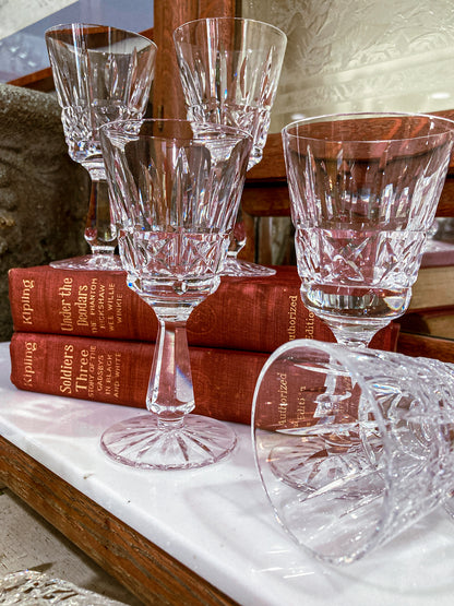 Vintage Set of Eight Waterford Clear Crystal Kylemore Sherry Glasses