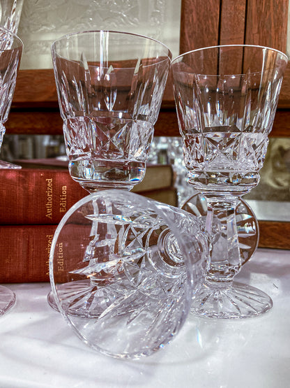 Vintage Set of Eight Waterford Clear Crystal Kylemore Sherry Glasses