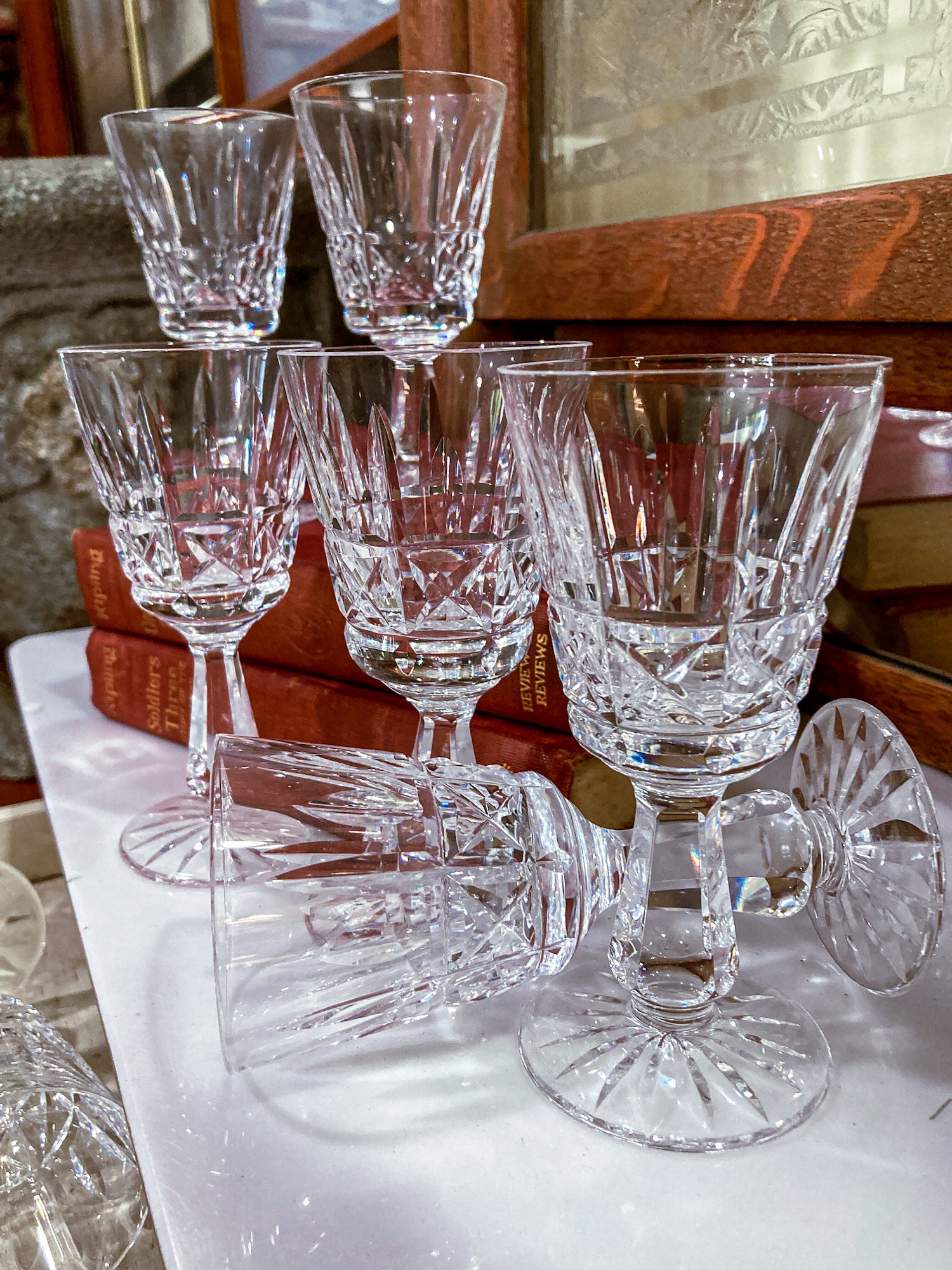 Vintage Set of Eight Waterford Clear Crystal Kylemore Sherry Glasses