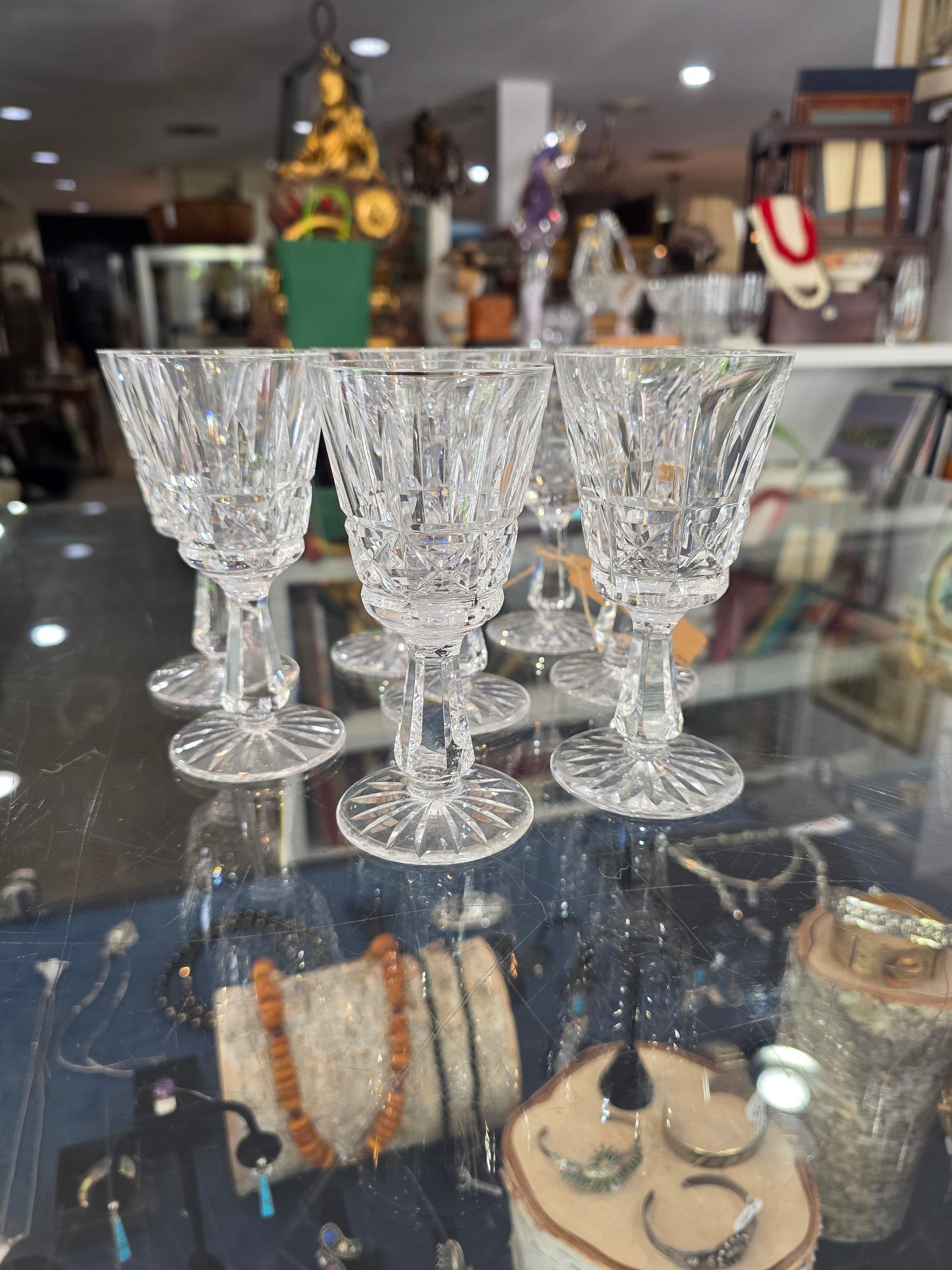 Vintage Set of Eight Waterford Clear Crystal Kylemore Sherry Glasses