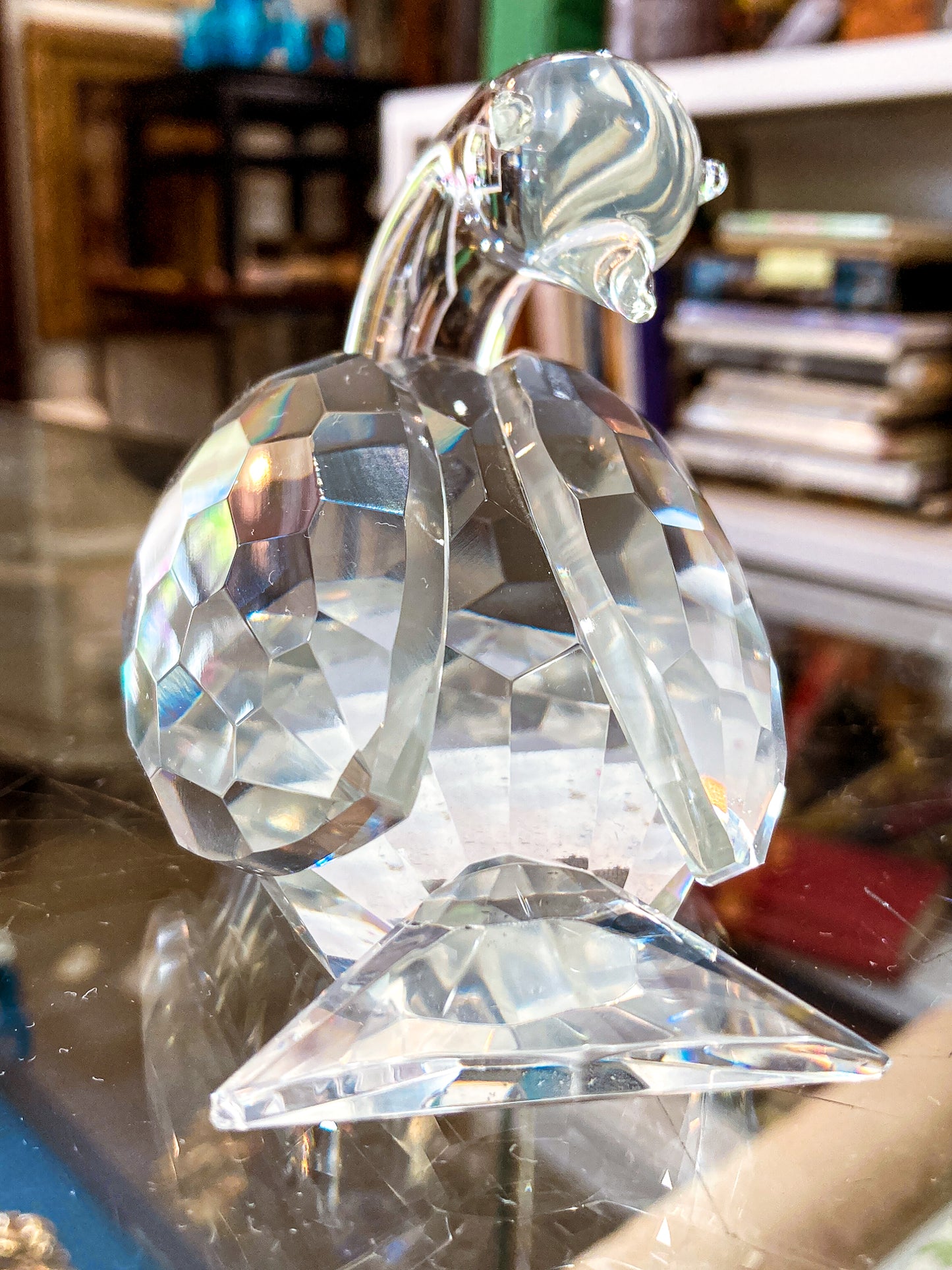 Vintage Shannon Irish Clear Crystal Faceted Resting Swan Figurine