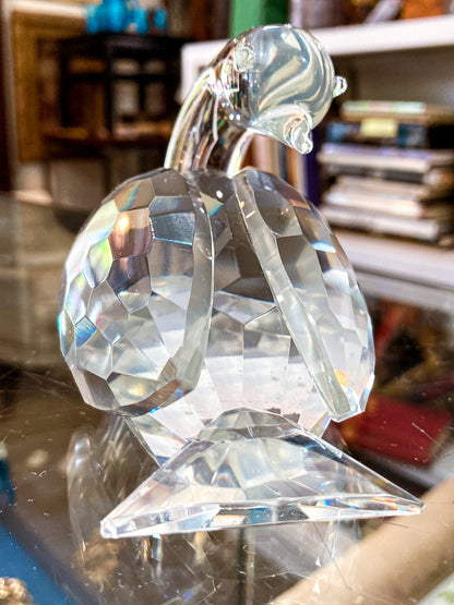 Vintage Shannon Irish Clear Crystal Faceted Resting Swan Figurine