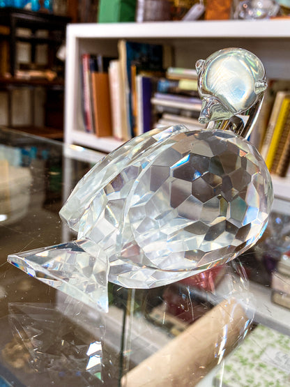 Vintage Shannon Irish Clear Crystal Faceted Resting Swan Figurine