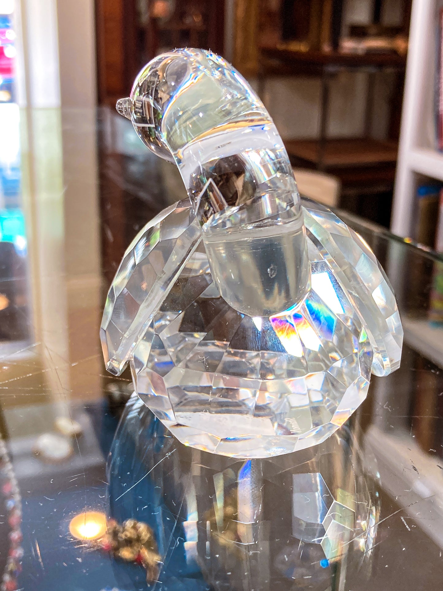 Vintage Shannon Irish Clear Crystal Faceted Resting Swan Figurine