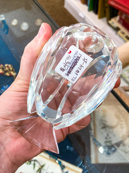 Vintage Shannon Irish Clear Crystal Faceted Resting Swan Figurine