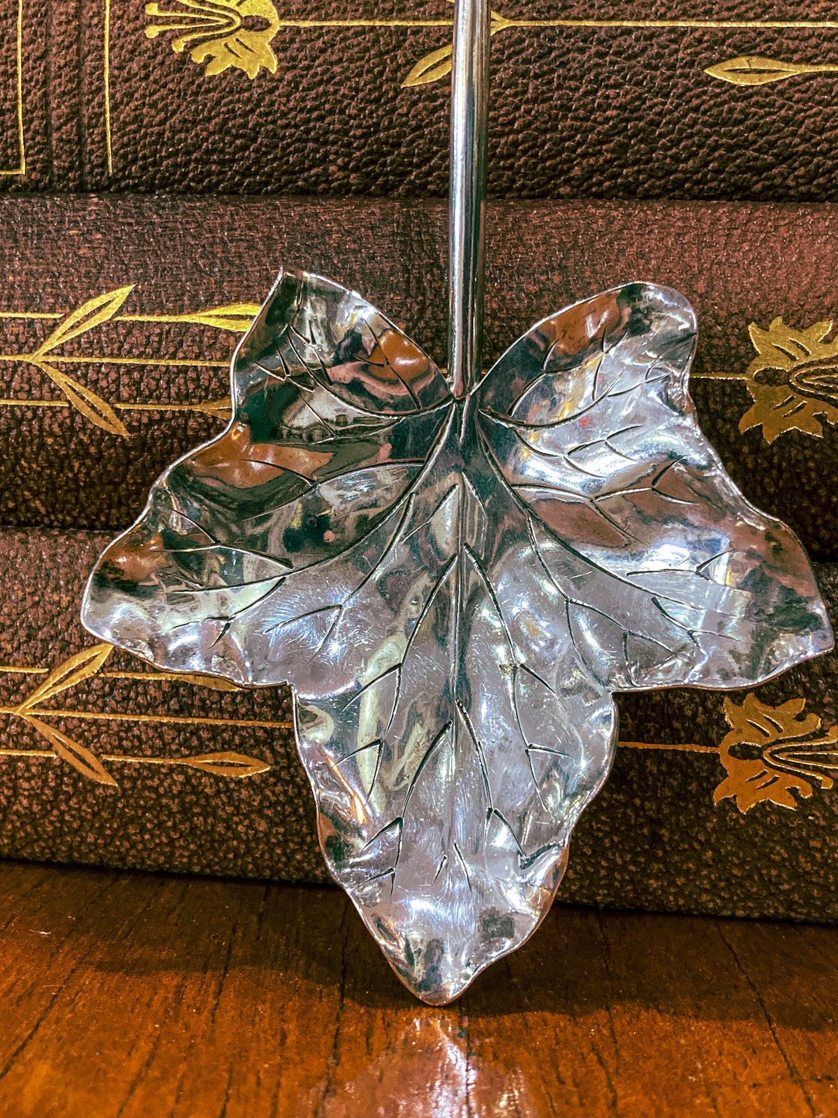 Vintage Shiebler Sterling Silver Elongated Maple Leaf Spoon