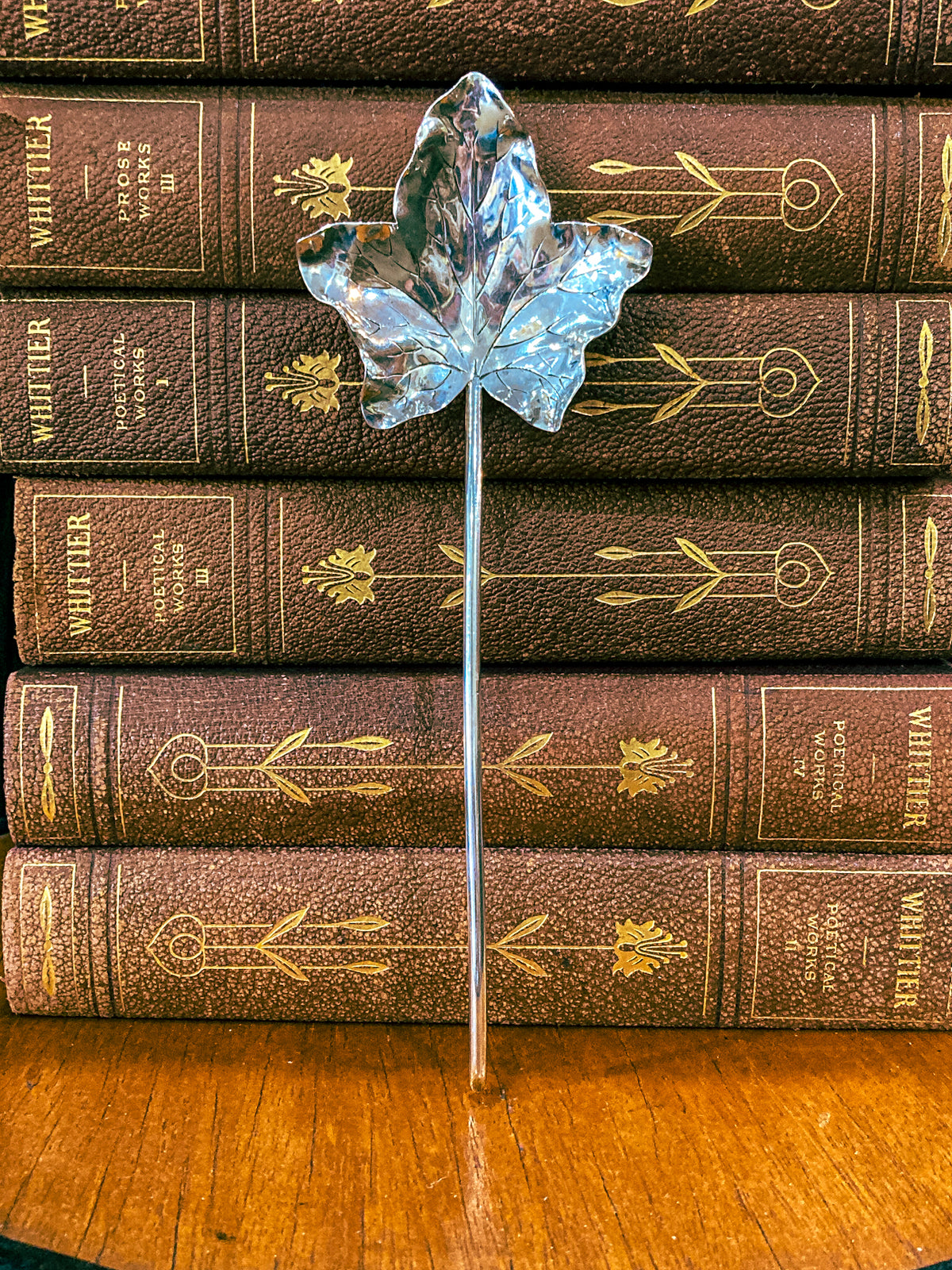 Vintage Shiebler Sterling Silver Elongated Maple Leaf Spoon