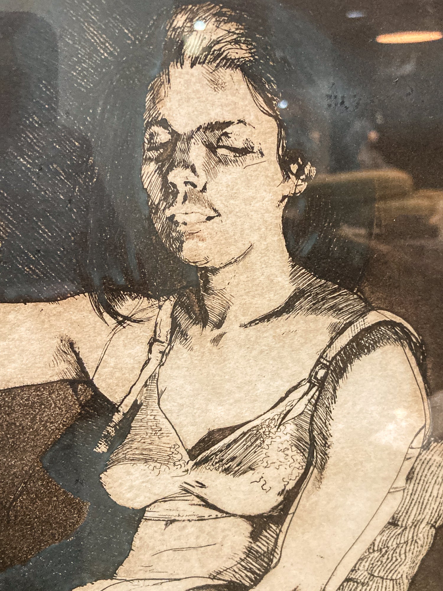 Vintage Sigmund Ables (1934-2025) Woman Holding Mirror Framed Lithograph