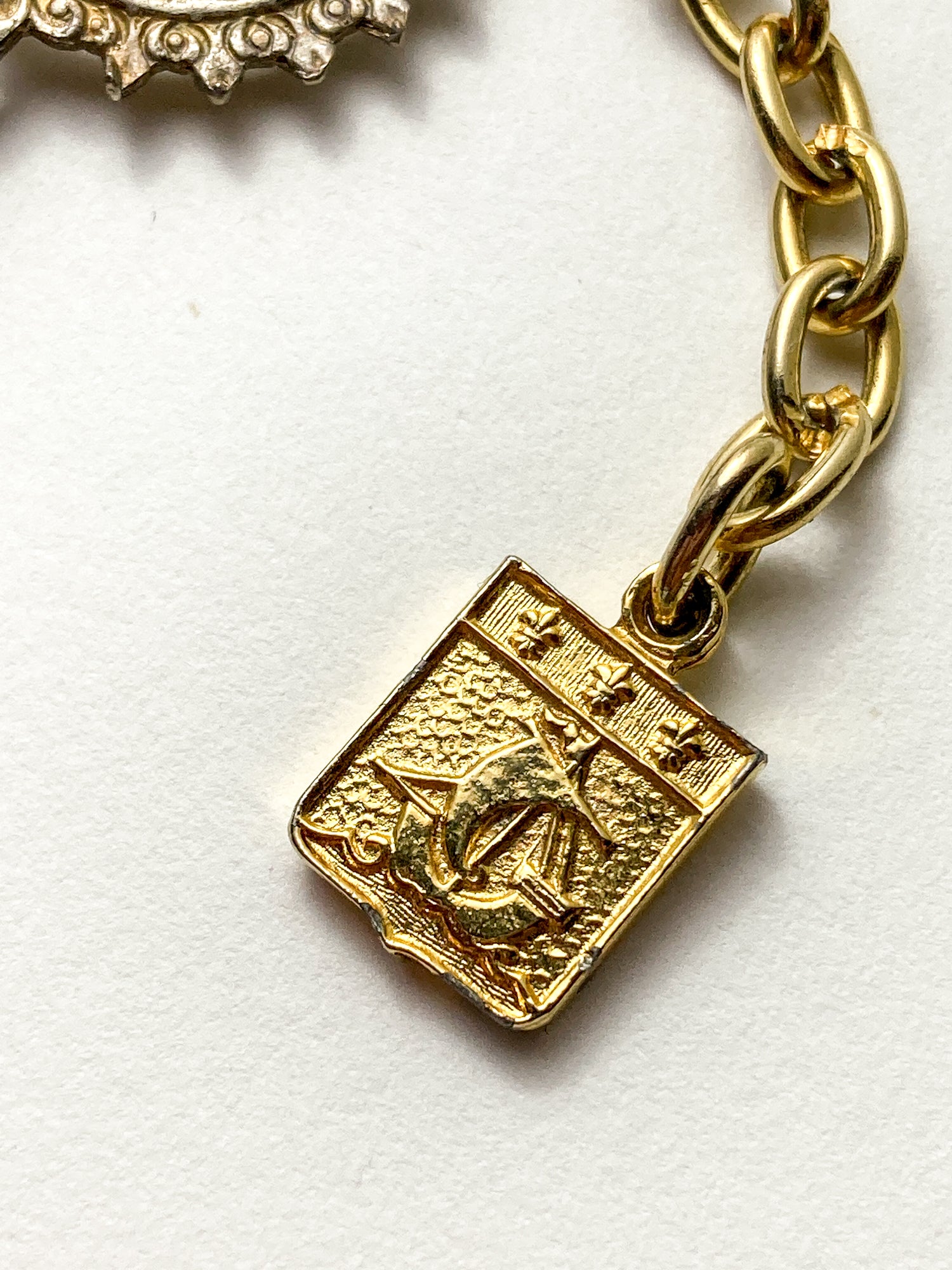 Vintage Silver Gold Filigree Paris France Landmark Architectural Bracelet
