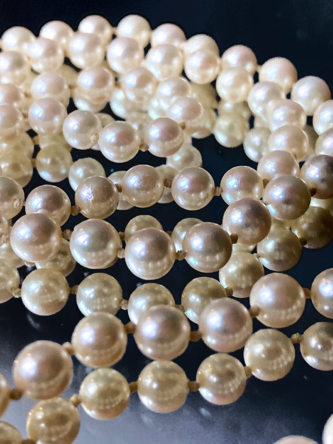 Vintage Single Strand 95 Cultured Pearl Hand-Knotted Necklace