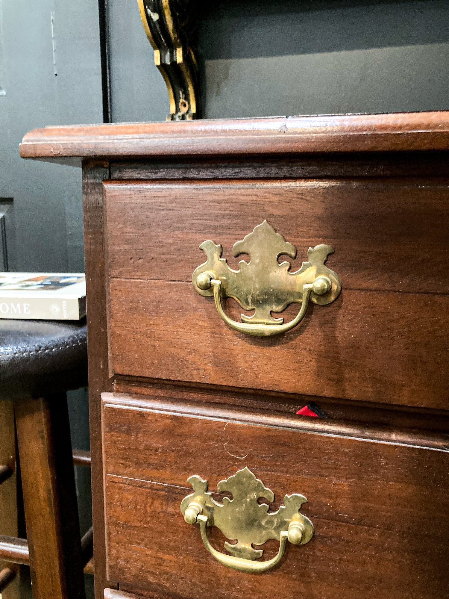 Vintage 2000 Solid Mahogany Hand Crafted Four Drawer Dresser Chest