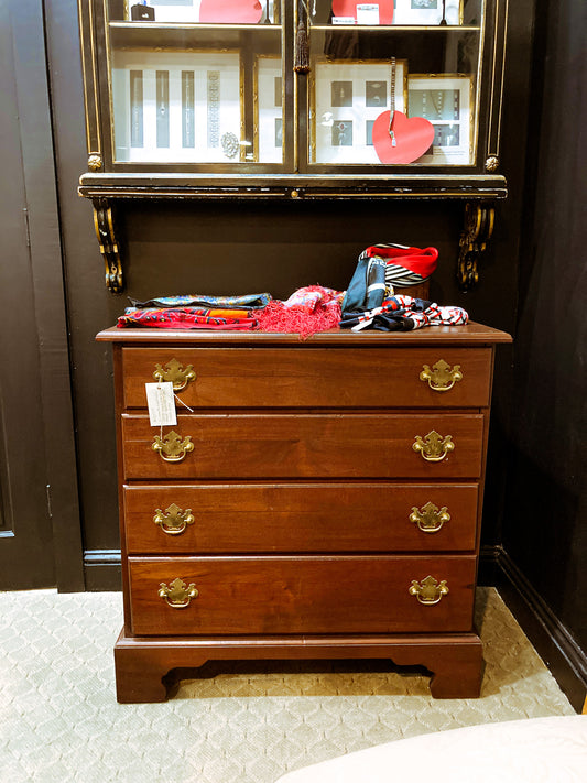 Vintage 2000 Solid Mahogany Hand Crafted Four Drawer Dresser Chest