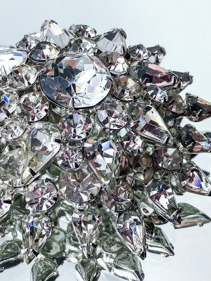 Vintage Starburst Dazzling Rhinestone Large Statement Brooch Pin