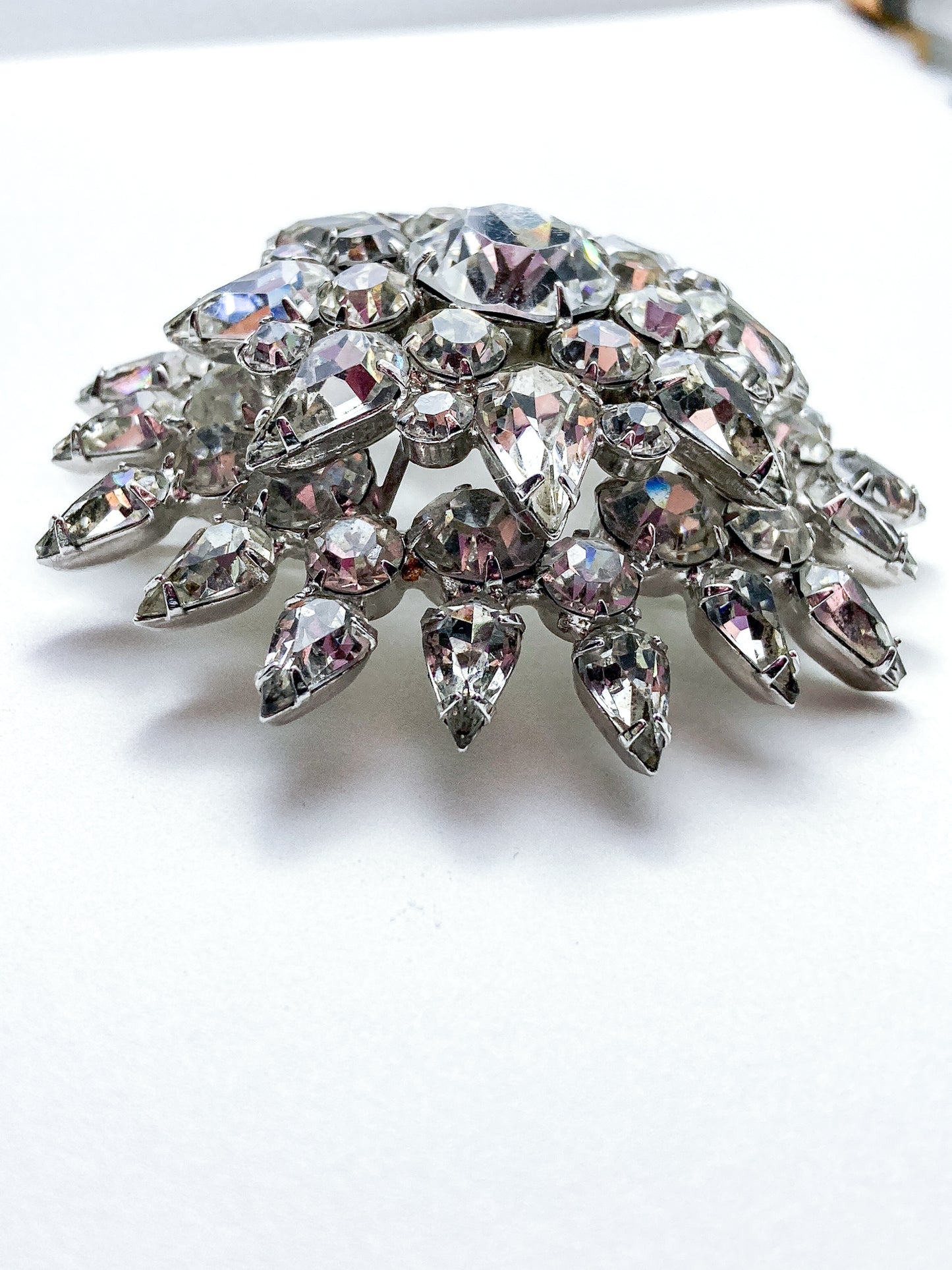 Vintage Starburst Dazzling Rhinestone Large Statement Brooch Pin