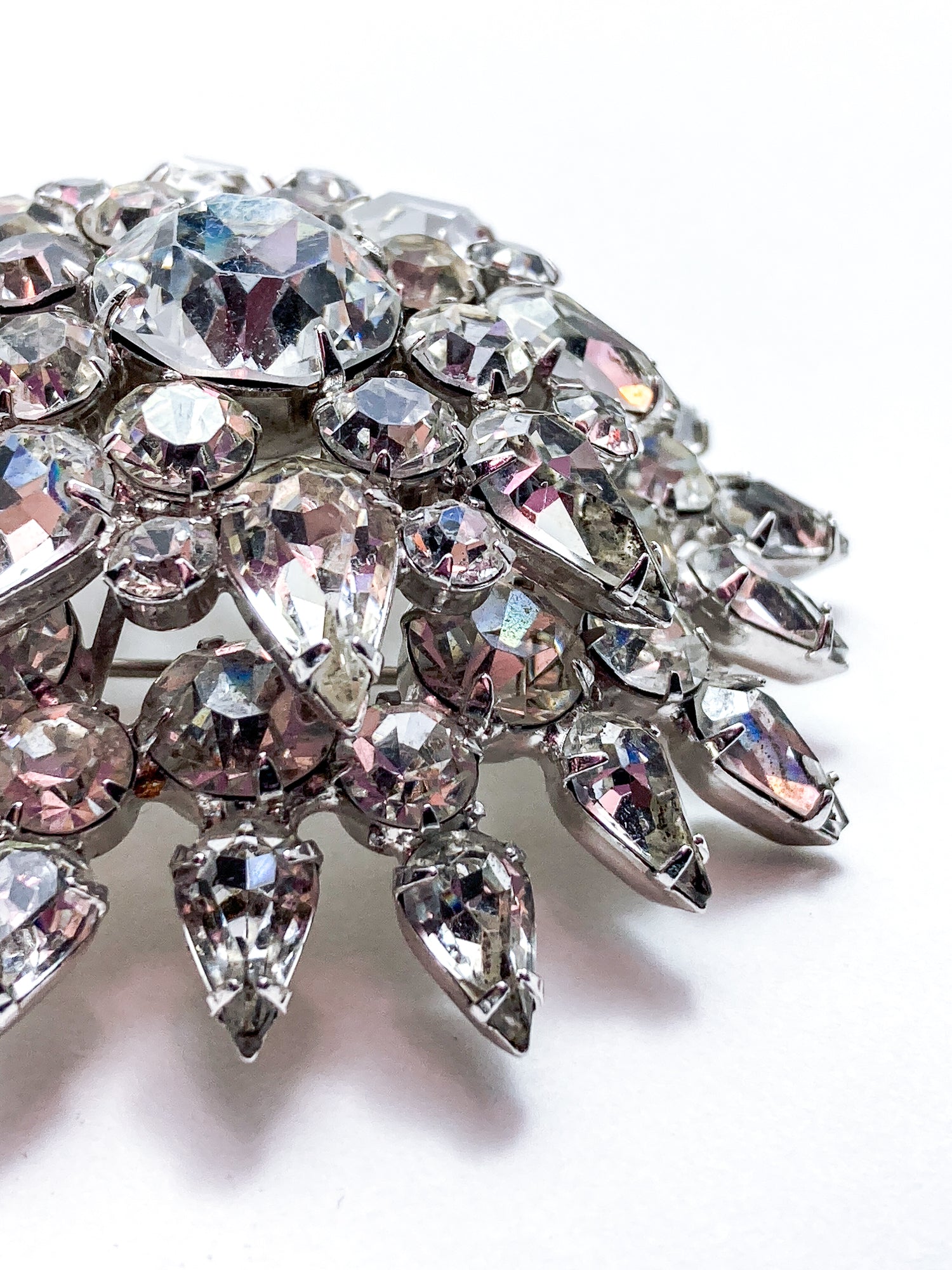 Vintage Starburst Dazzling Rhinestone Large Statement Brooch Pin