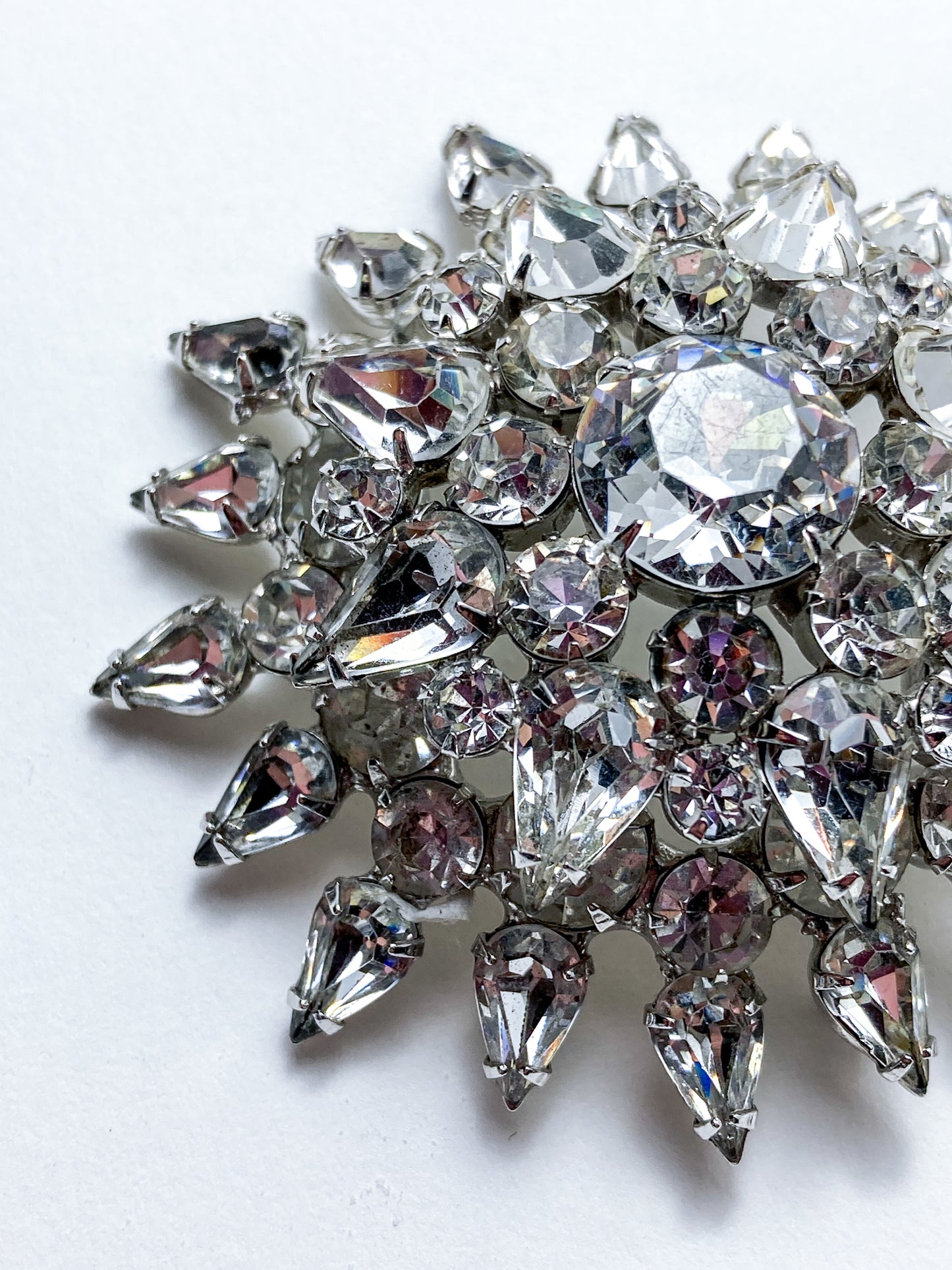 Vintage Starburst Dazzling Rhinestone Large Statement Brooch Pin