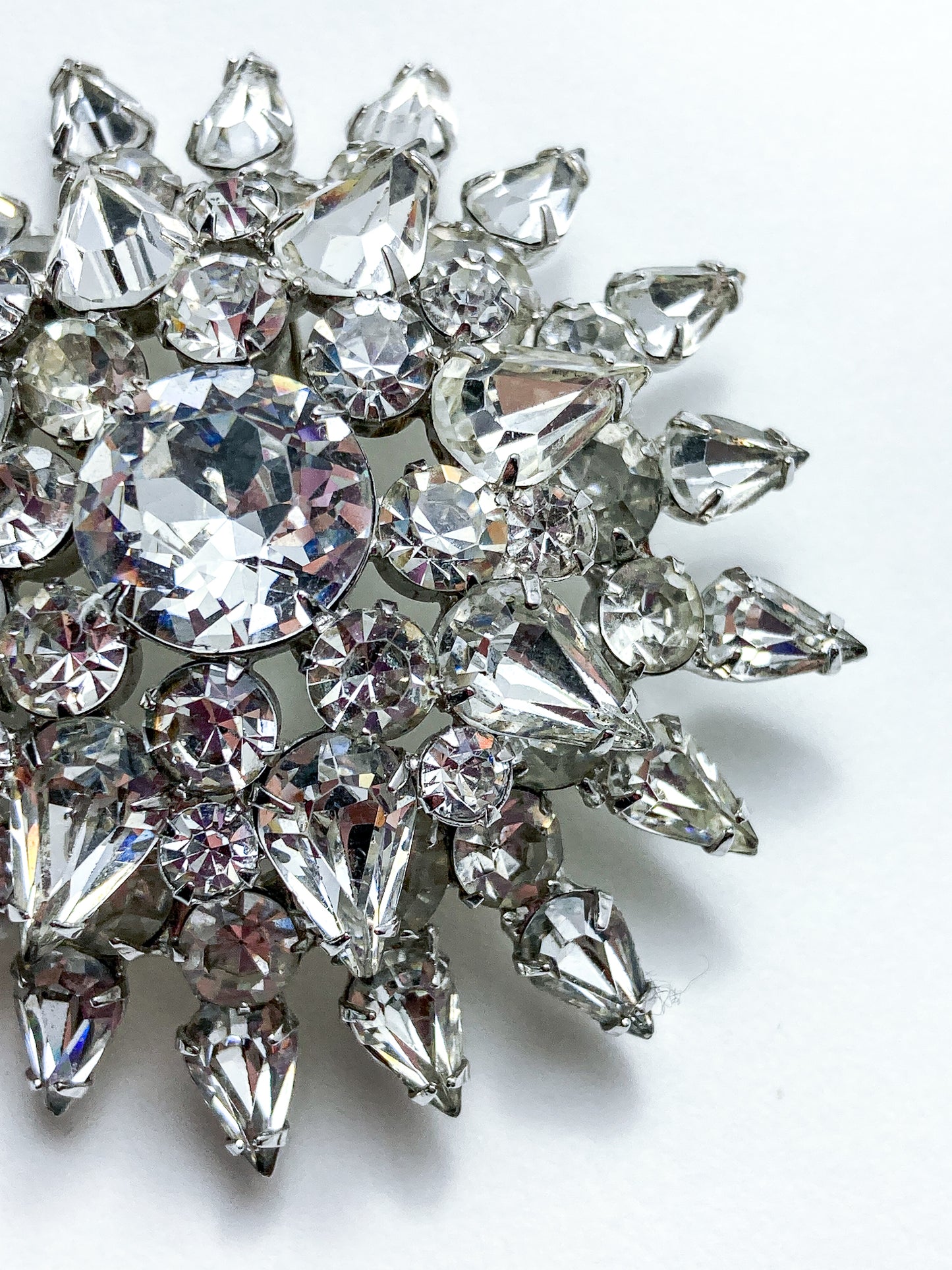 Vintage Starburst Dazzling Rhinestone Large Statement Brooch Pin