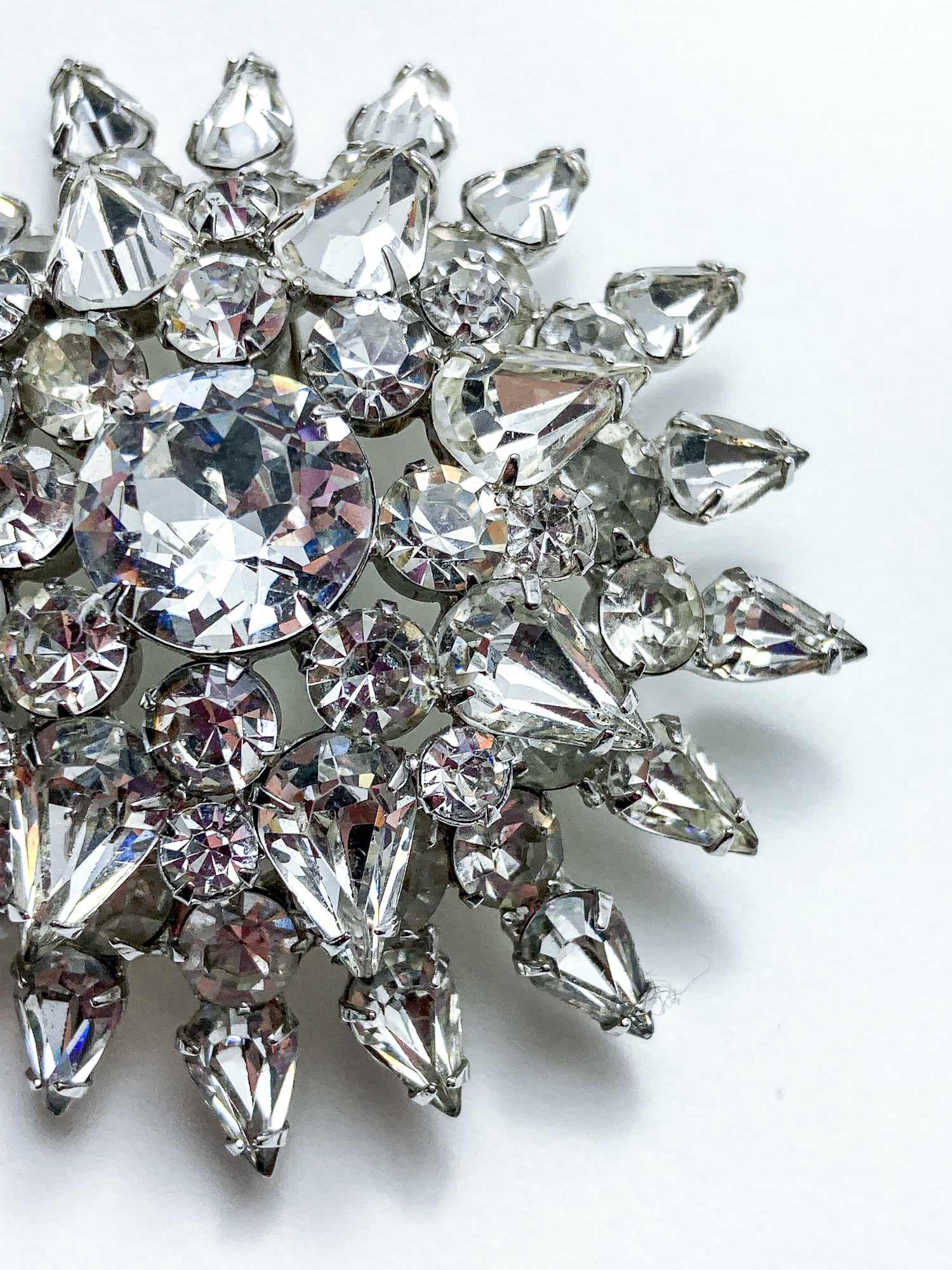 Vintage Starburst Dazzling Rhinestone Large Statement Brooch Pin
