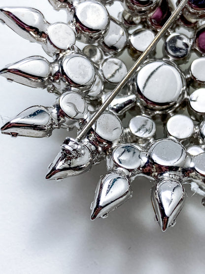 Vintage Starburst Dazzling Rhinestone Large Statement Brooch Pin