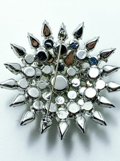 Vintage Starburst Dazzling Rhinestone Large Statement Brooch Pin