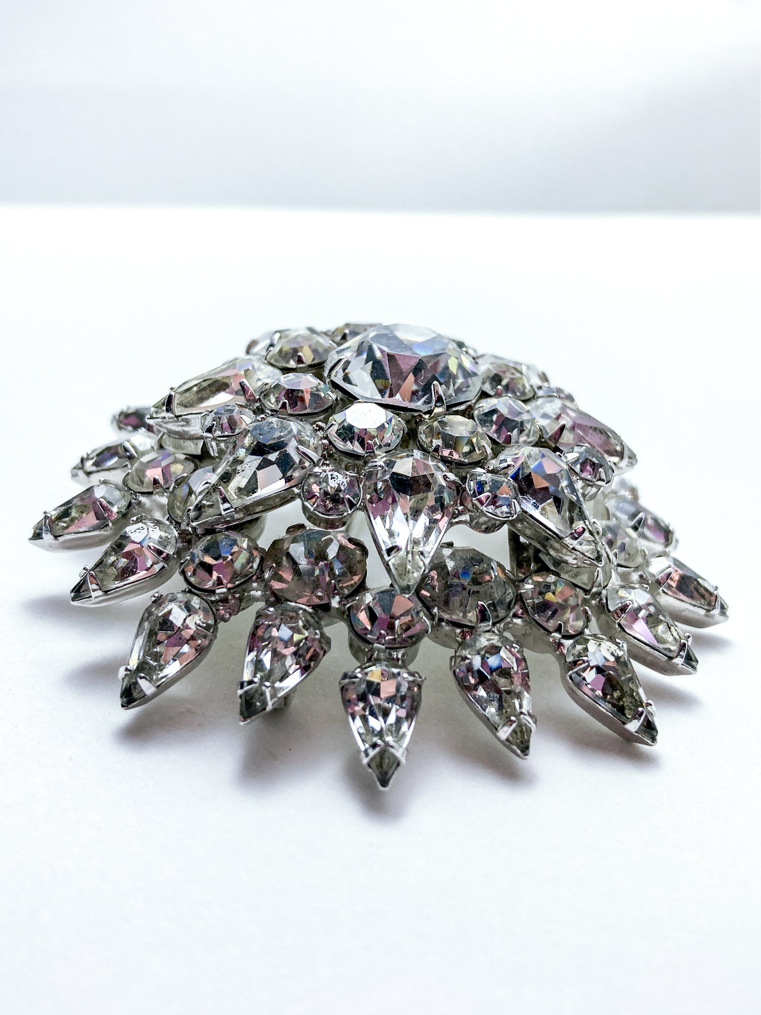 Vintage Starburst Dazzling Rhinestone Large Statement Brooch Pin