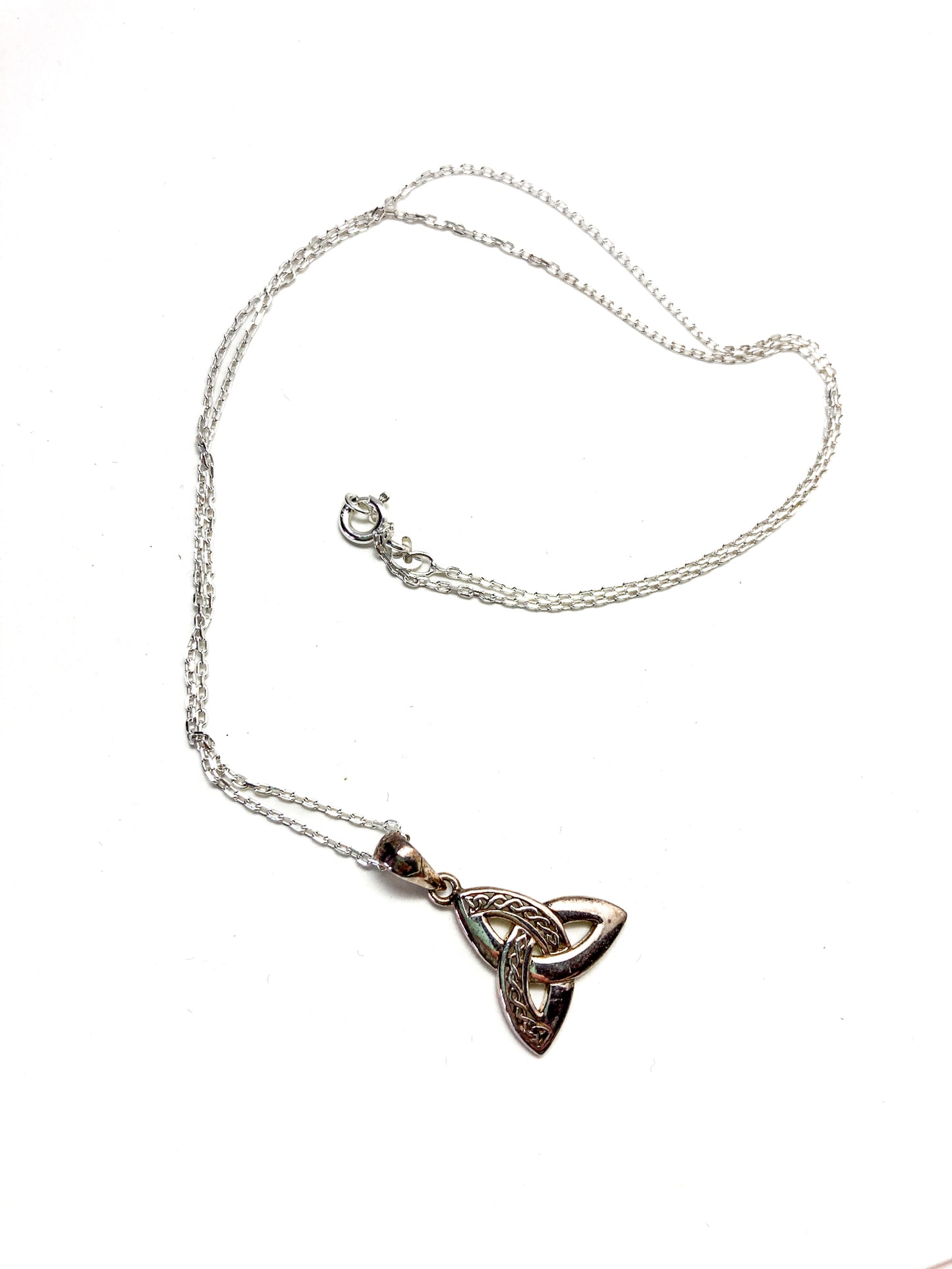 Vintage Sterling Silver 925 Solvar Irish Trinity Knot Italian Chain Necklace