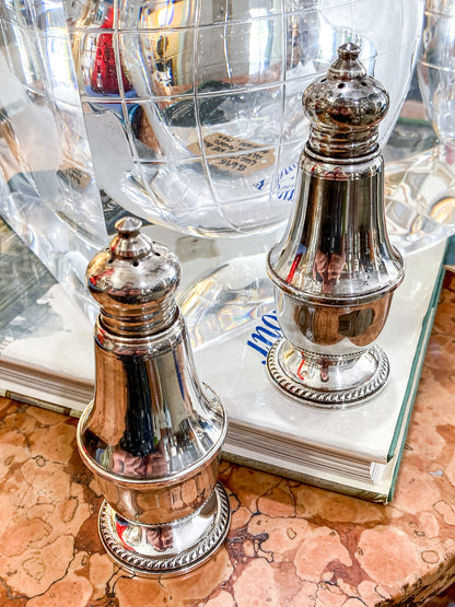 Vintage Sterling Silver Glass Lined Maurice Duchin Salt & Pepper Shakers