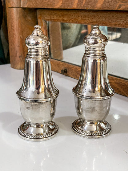 Vintage Sterling Silver Glass Lined Maurice Duchin Salt & Pepper Shakers